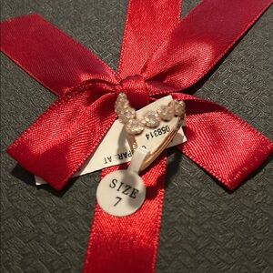 Elegant Heart Ring with Red Bow